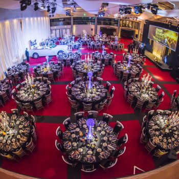 round tables with centrepieces
